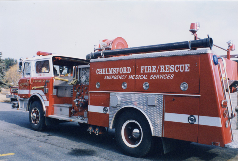 This is the 1981 Mack CF 1000 g.p.m. Pumper,
Engine 3 as it looked circa 1996 with new graphics and light bar