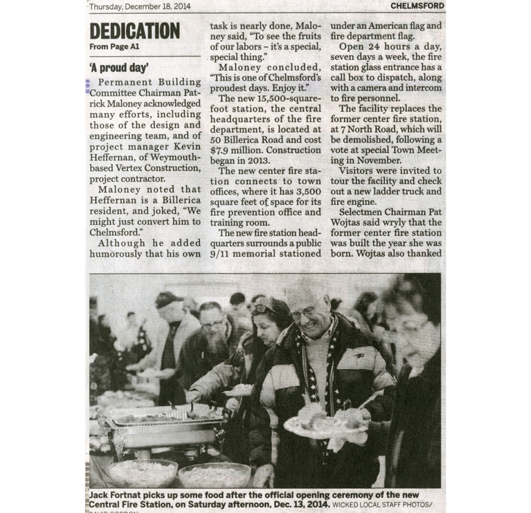 Dedication of the Center Fire Station on December 13, 2014